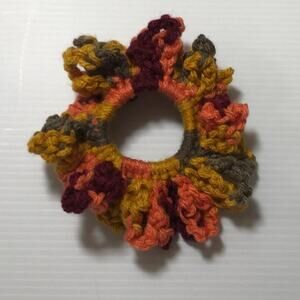 NWT Fall Colors Handmade Crocheted Hair Scrunchie Women